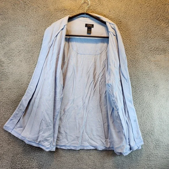Polo Ralph Lauren Shirt Mens XL Light Blue Cotton Pockets‎ Long Sleeve Button Up - Picture 8 of 11